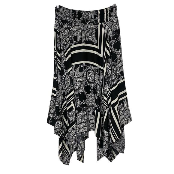 Y2K Style Black White Fairy Grunge Hippie Fairycore Asymmetric Midi Skirt Stage - Picture 2 of 9